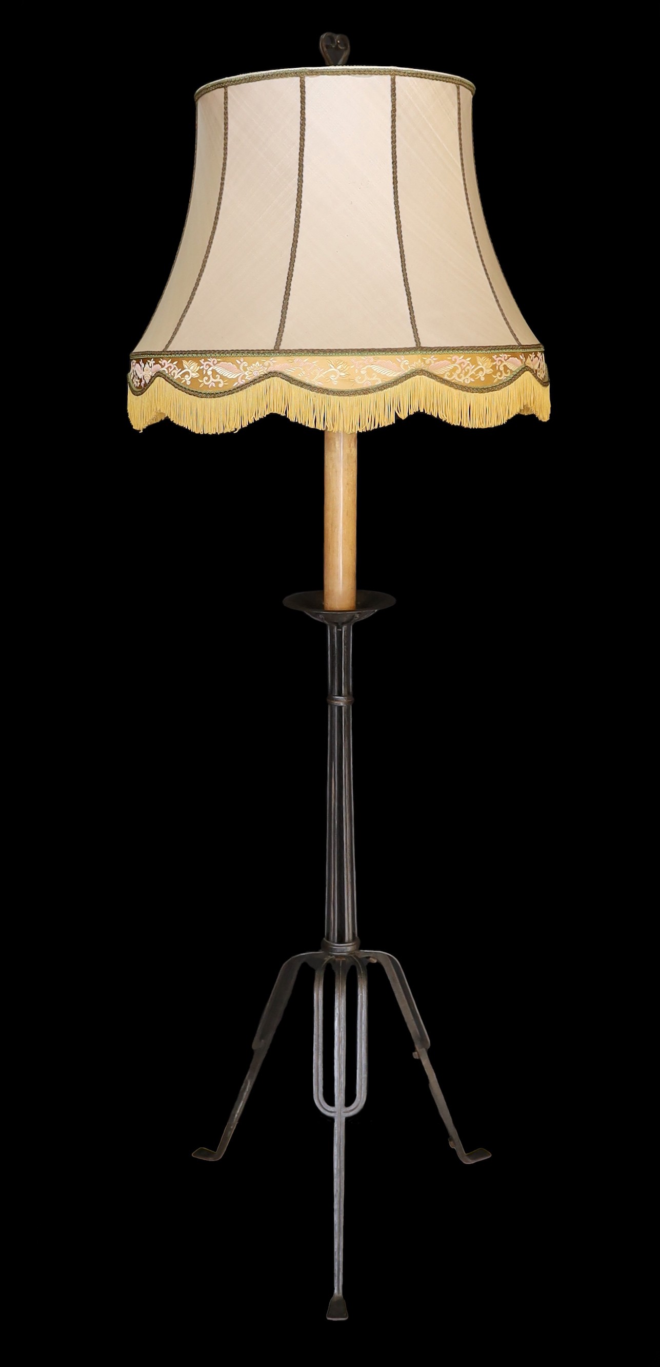 An early 20th century wrought iron lamp standard, height 172cm